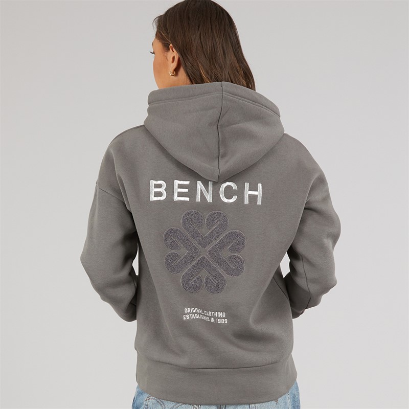 Bench Womens Amba Hoodie With Boucle Graphic Charcoal