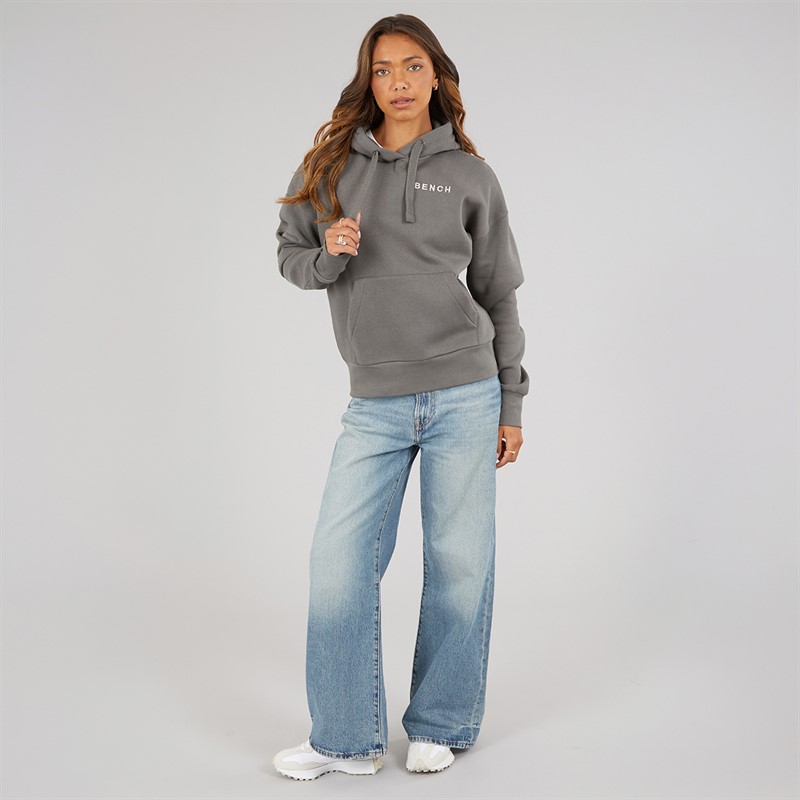 Bench Womens Amba Hoodie With Boucle Graphic Charcoal