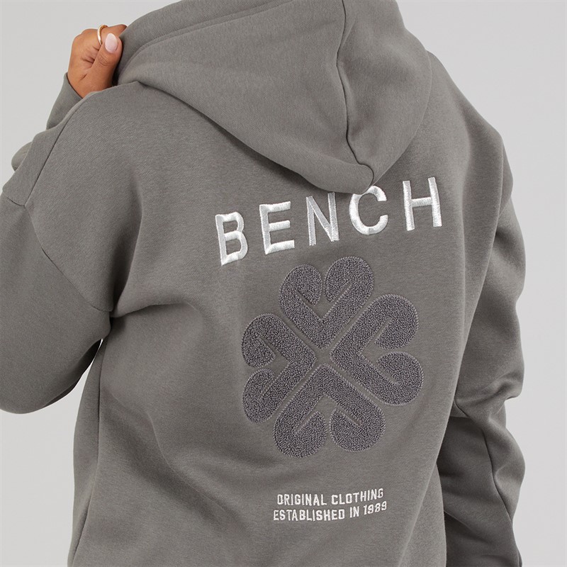 Bench Womens Amba Hoodie With Boucle Graphic Charcoal