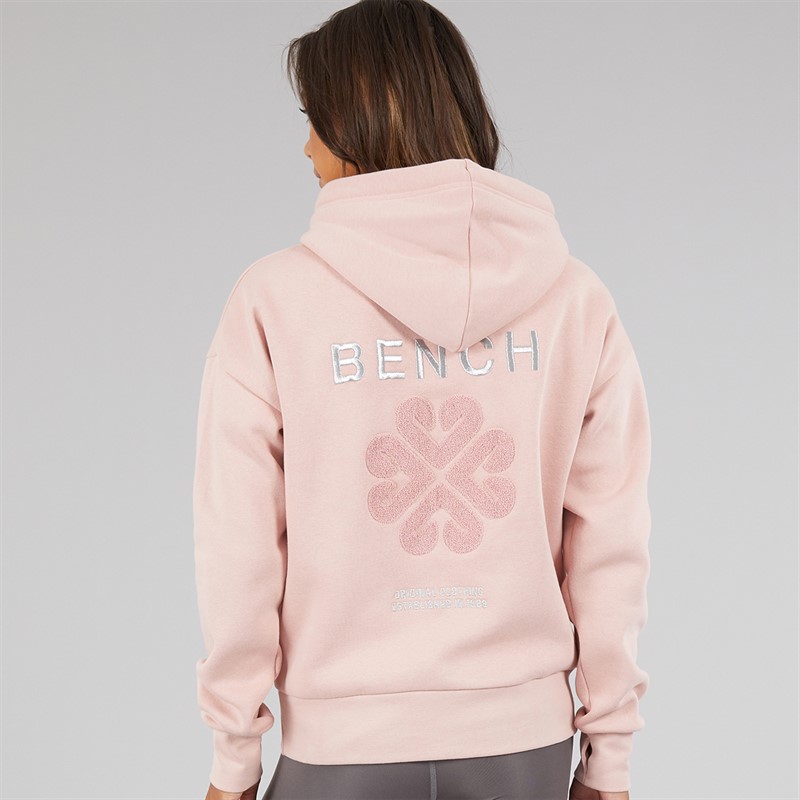 Bench Womens Amba Hoodie With Boucle Graphic Light Dusky Pink