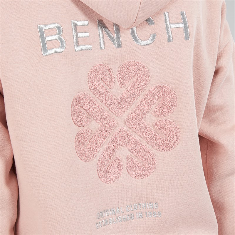 Bench Womens Amba Hoodie With Boucle Graphic Light Dusky Pink