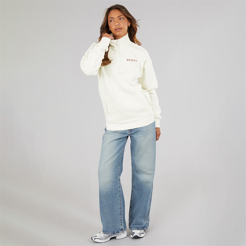 Bench Womens Farla Oversized 1/4 Zip Winter White