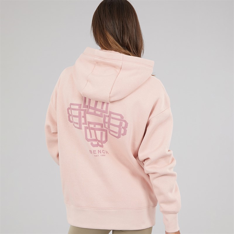 Bench Womens Rietta Oversized Hoodie With Graphic Light Dusky Pink