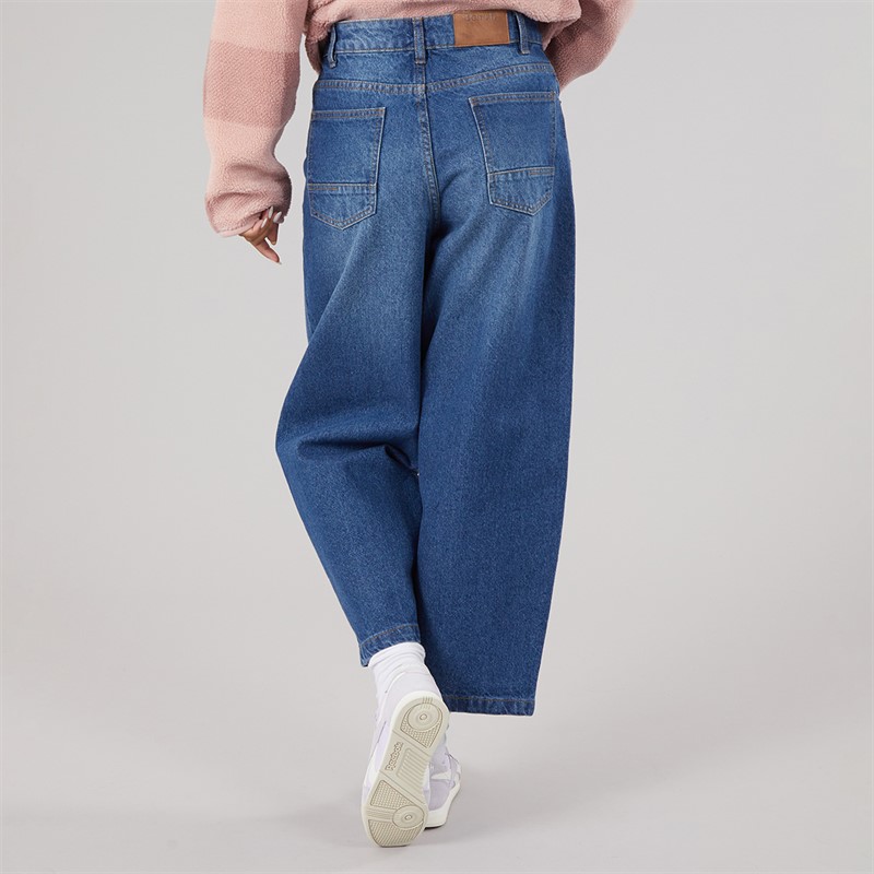 Bench Womens Berri Barrel Leg Jeans Mid Blue
