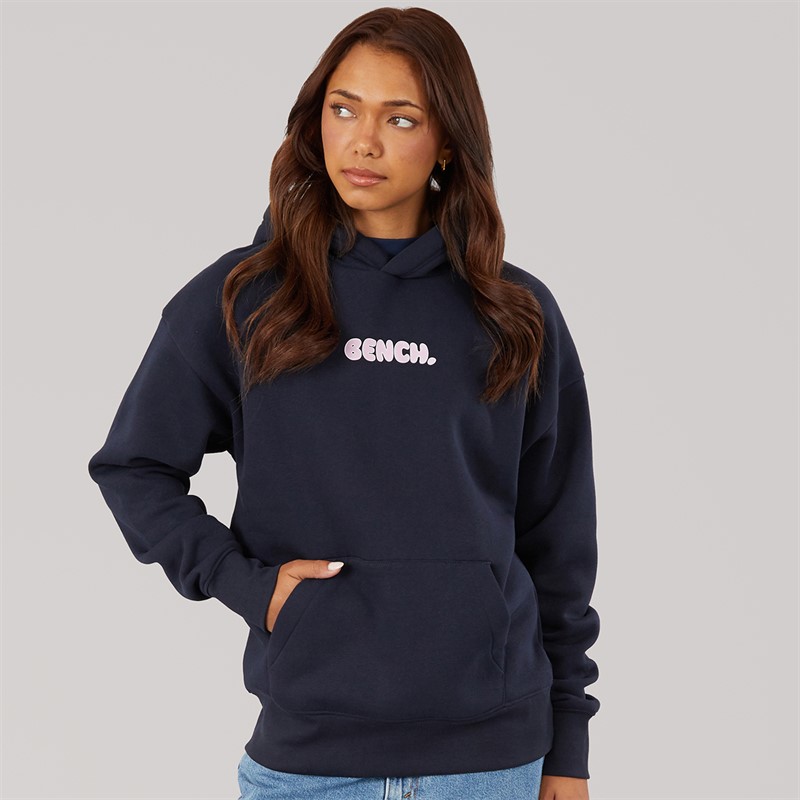 Bench Womens Fessa Oversized Hoodie With Graphic Print Navy