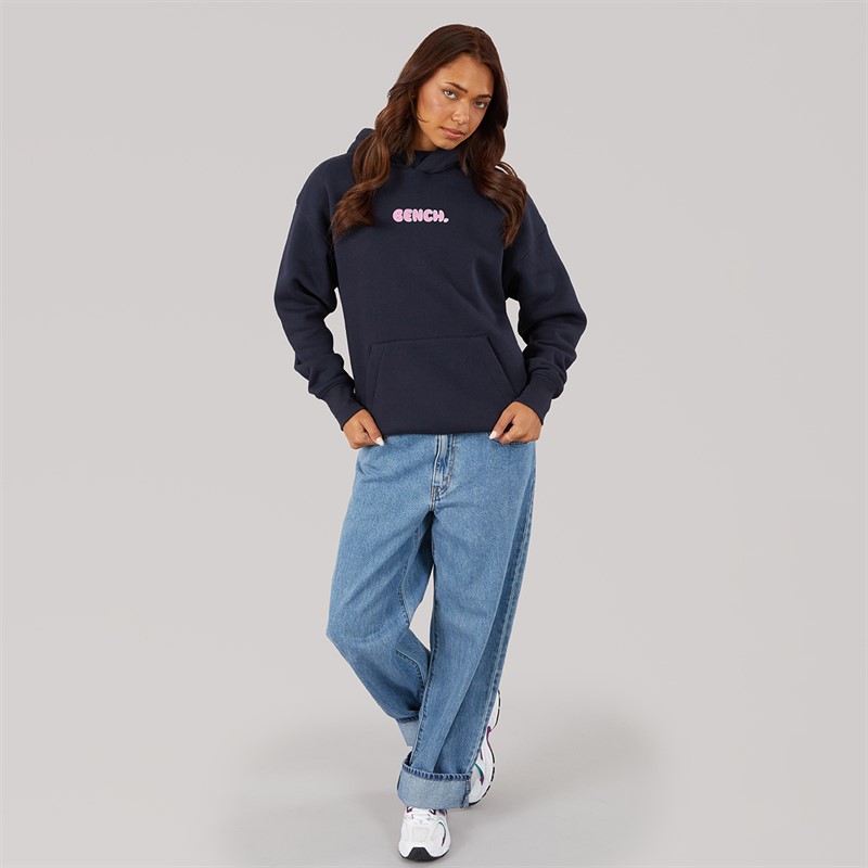 Bench Womens Fessa Oversized Hoodie With Graphic Print Navy