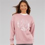 Bench Womens Kaye Crew Sweat With Glitter Graphic Nostalgic Pink