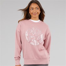 Bench Womens Kaye Crew Sweat With Glitter Graphic Nostalgic Pink
