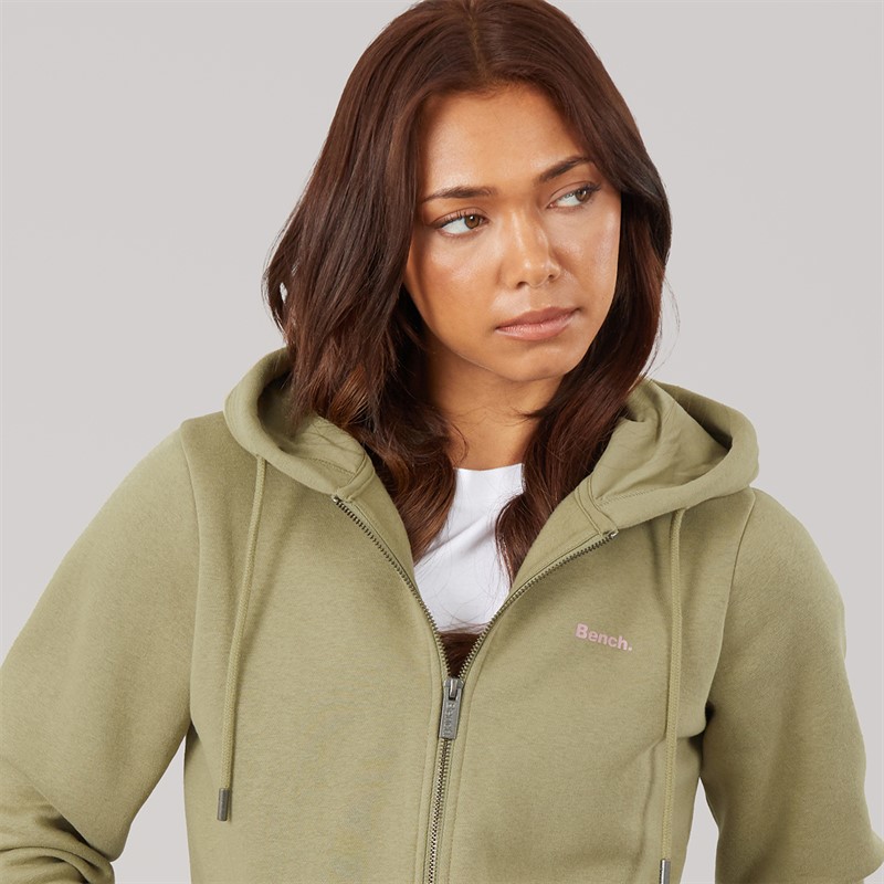 Bench Womens Chessa Fit Zip Thru Hoodie Washed Khaki