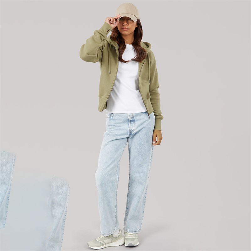 Bench Womens Chessa Fit Zip Thru Hoodie Washed Khaki