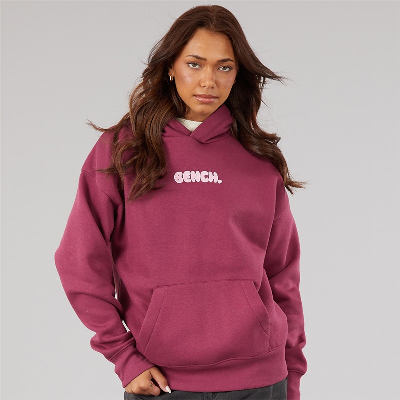 Bench Womens Fessa Oversized Hoodie With Graphic Print Berry
