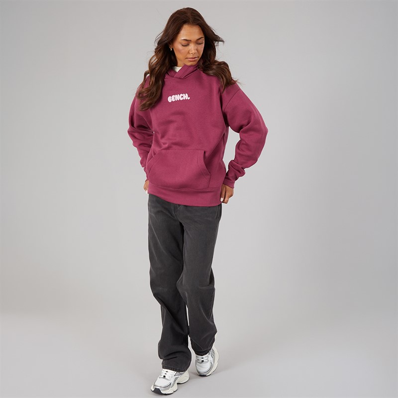 Bench Womens Fessa Oversized Hoodie With Graphic Print Berry