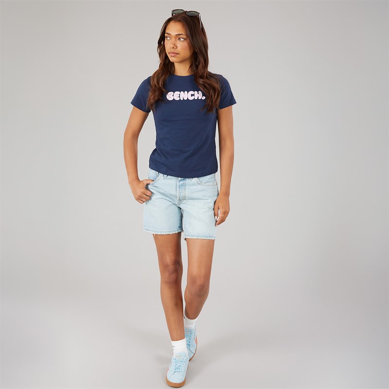 Bench Womens Ress Baby Fit T-Shirt With Graphic Print Navy