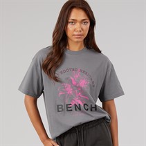 Bench Womens Alta Oversized T-Shirt With Graphic Print Charcoal
