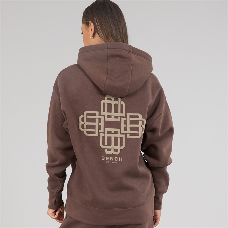 Bench Womens Rietta Oversized Hoodie With Graphic Coffee