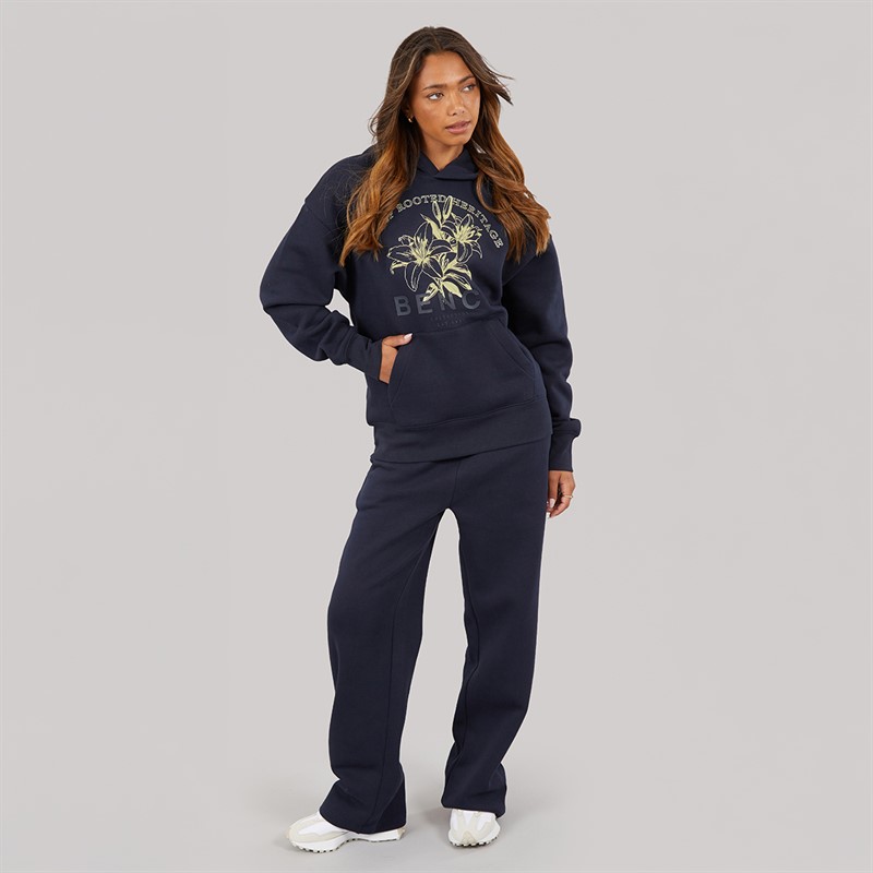 Bench Womens Olly Oversized Hoodie With Graphic Print Navy
