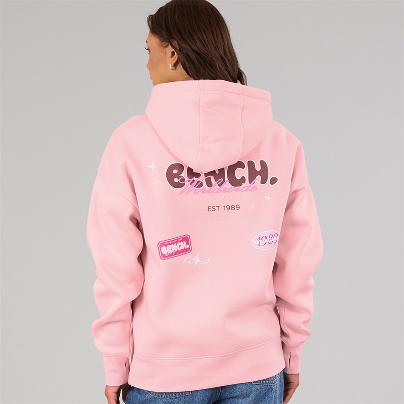 Bench Womens Fessa Oversized Hoodie With Graphic Print Fairytale Pink