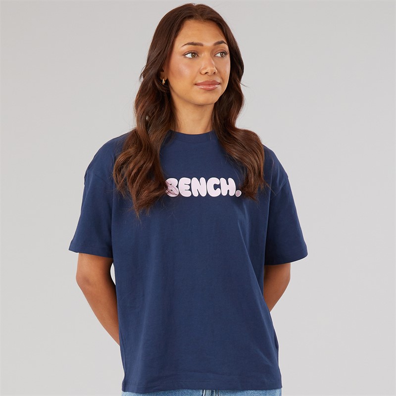 Bench Womens Ayenn Oversized T-Shirt With Graphic Print Navy