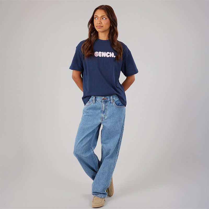 Bench Womens Ayenn Oversized T-Shirt With Graphic Print Navy