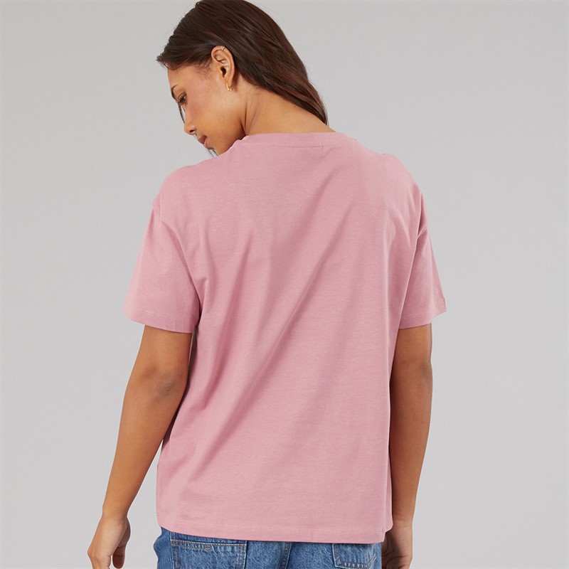 Bench Womens Jana Boxy T-Shirt With Glitter Graphic Nostalgic Pink