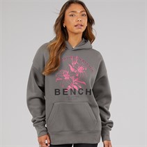 Bench Womens Olly Oversized Hoodie With Graphic Print Charcoal