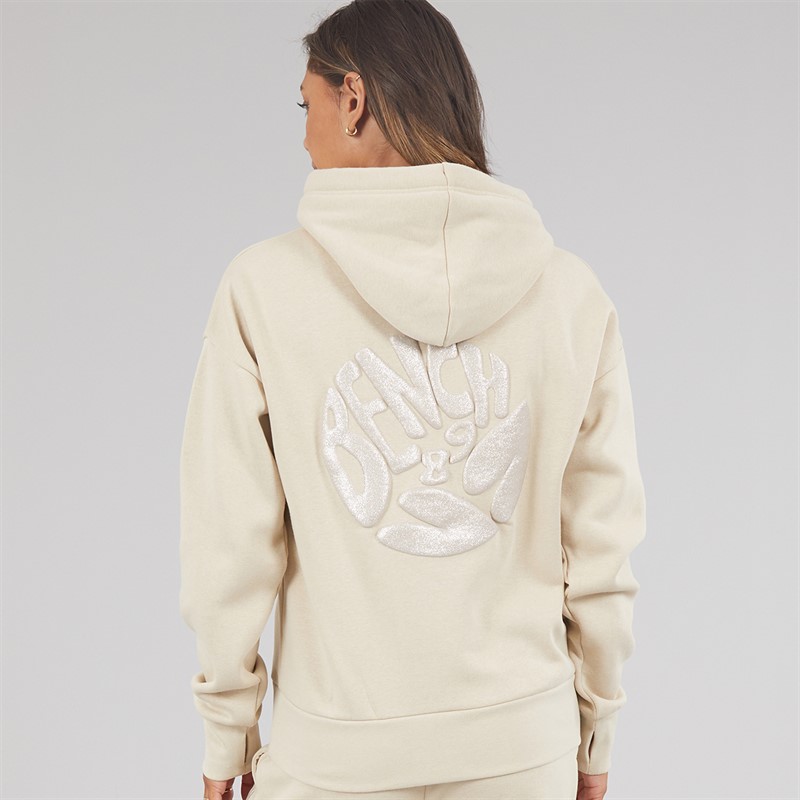 Bench Womens Dess Hoodie With Glitter Graphic Dark Chalk