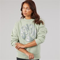 Bench Womens Kaye Crew Sweat With Glitter Graphic Sage Green