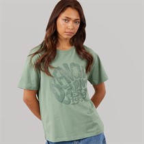 Bench Womens Jana Boxy T-Shirt With Glitter Graphic Sage Green