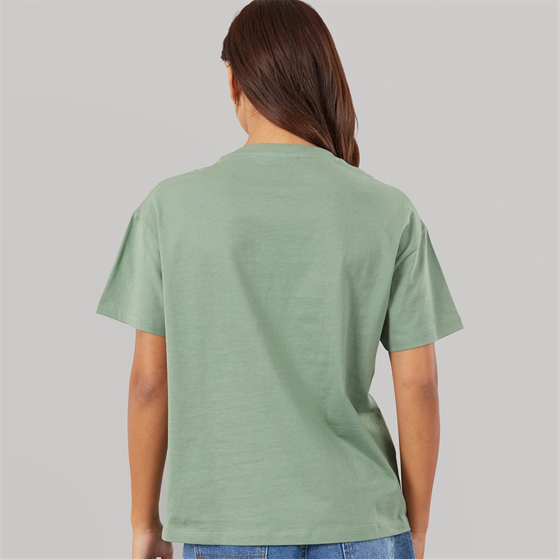 Bench Womens Jana Boxy T-Shirt With Glitter Graphic Sage Green