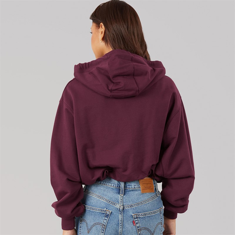 Bench Womens Poppi Puff Sleeve Zip Thru Hoodie Cherry Lacquer