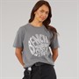 Bench Womens Jana Boxy T-Shirt With Glitter Graphic Charcoal