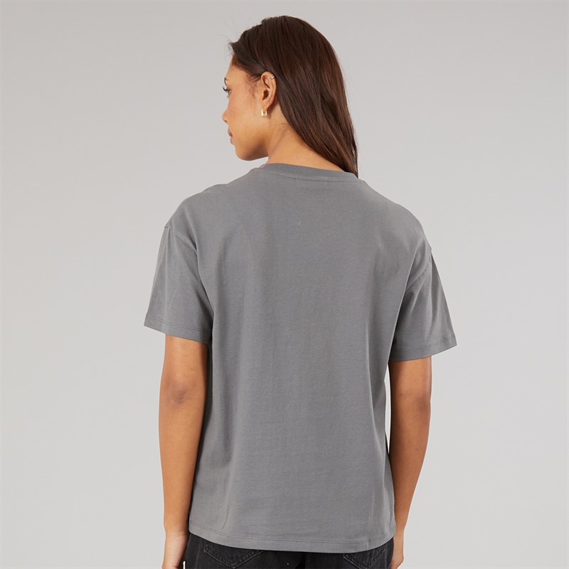 Bench Womens Jana Boxy T-Shirt With Glitter Graphic Charcoal