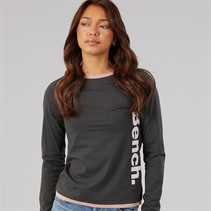 Bench Womens Daina Contrast Double Layer T-Shirt Black/Woodrose