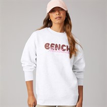 Bench Womens Heya Oversize Crew Sweat Ice Grey Marl