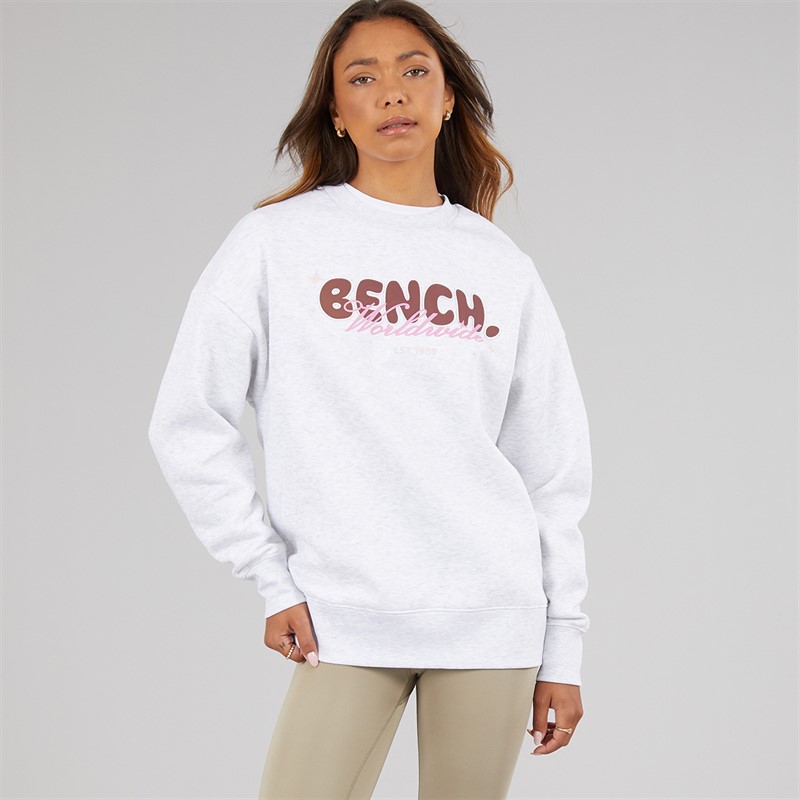Bench Womens Heya Oversize Crew Sweat Ice Grey Marl