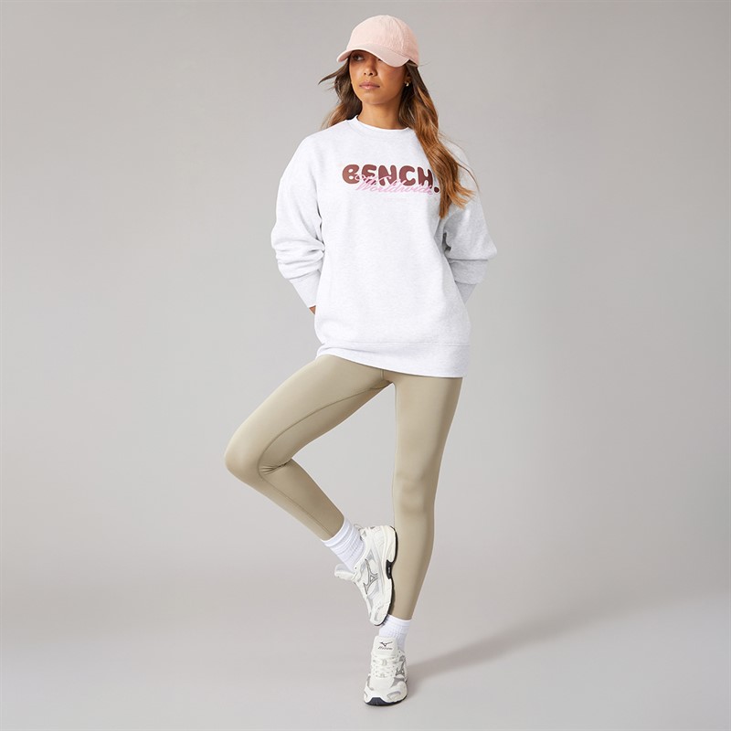 Bench Womens Heya Oversize Crew Sweat Ice Grey Marl