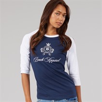 Bench Womens Diah 3/4 Sleeve T-Shirt With Crest Graphic Navy/White
