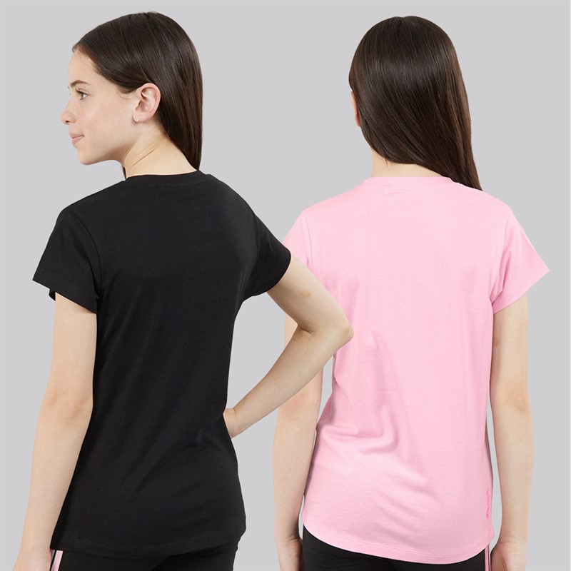 Bench Girls Melodia Two Pack T-Shirts Black/Fairytale Pink
