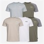 Bench Mens Ludgate Five Pack T-Shirts Sage/White/Stone/Grey/Sage