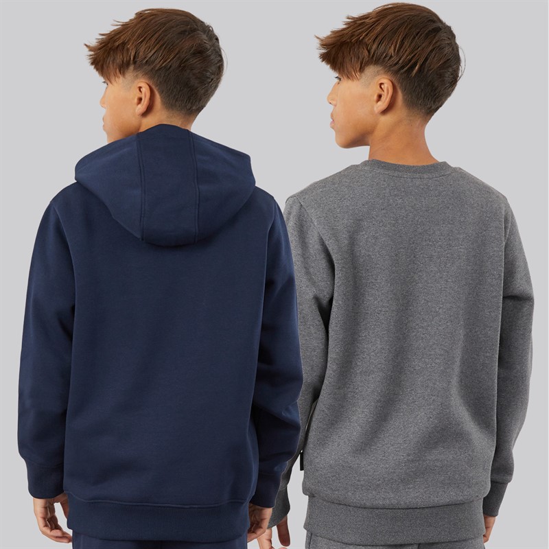 Bench Boys Helios Two Pack Sweatshirt And Hoodie Dark Grey Marl/Navy
