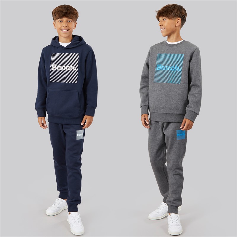 Bench Boys Helios Two Pack Sweatshirt And Hoodie Dark Grey Marl/Navy