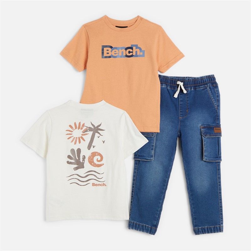 Bench Boys Two Pack T-Shirts And Jeans Set Orange