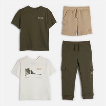 Bench Boys Two Pack T-Shirts Shorts And Joggers Four Piece Set Green