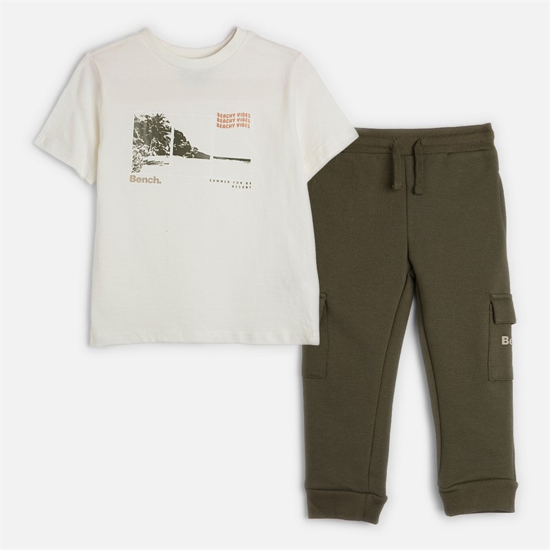 Bench Boys Two Pack T-Shirts Shorts And Joggers Four Piece Set Green