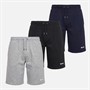Bench Mens Maclean Three Pack Shorts Black/Navy/Grey Marl