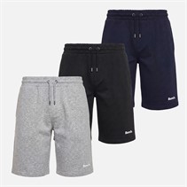 Bench Mens Maclean Three Pack Shorts Black/Navy/Grey Marl