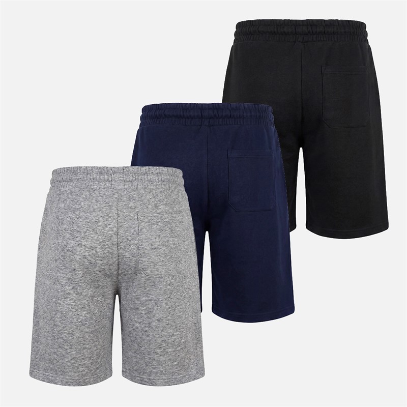 Bench Mens Maclean Three Pack Shorts Black/Navy/Grey Marl