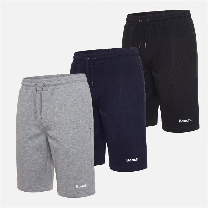 Bench Mens Maclean Three Pack Shorts Black/Navy/Grey Marl