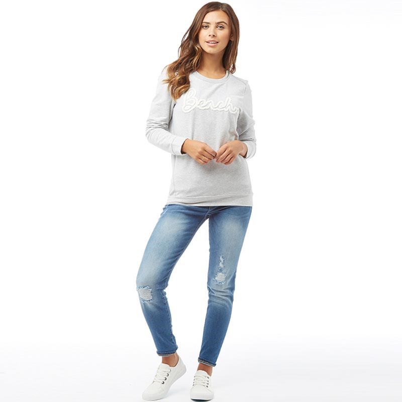 Buy Bench Womens Bench Crew Neck Bench Logo Sweatshirt Grey Marl