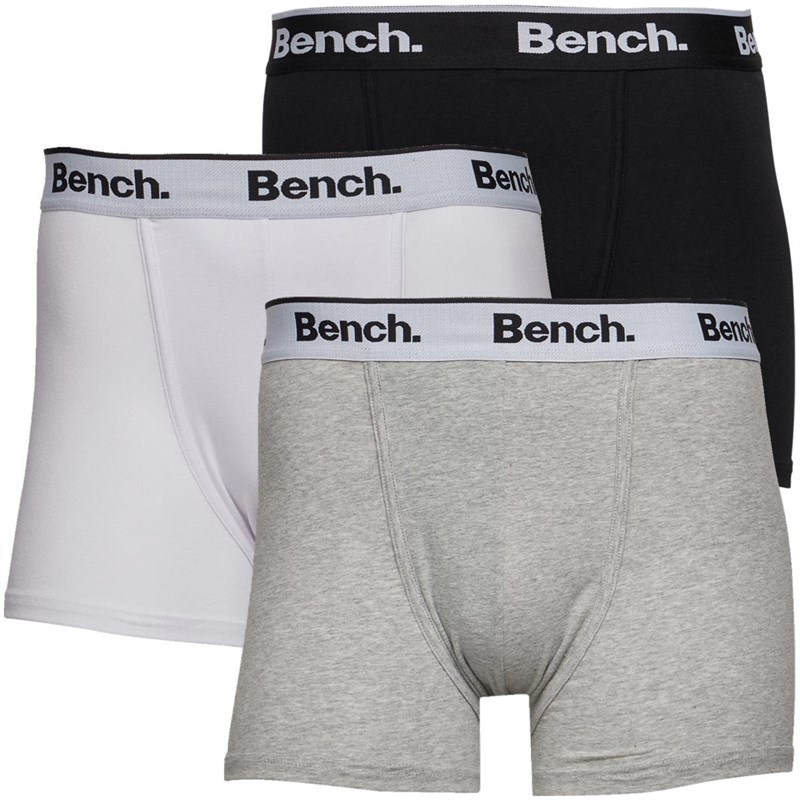 Buy Bench Mens Loyal Three Pack Boxer Trunks Black/White/Grey